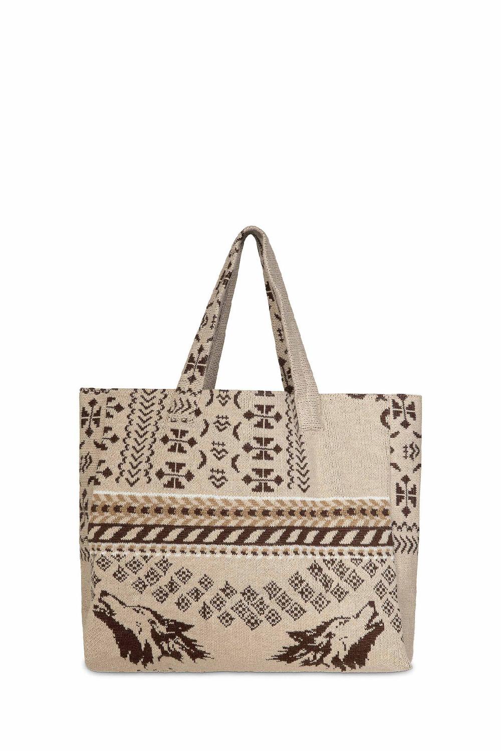 Akep SHOPPING BAG AKEP MISTO LANA JACQUARD SABBIA Online