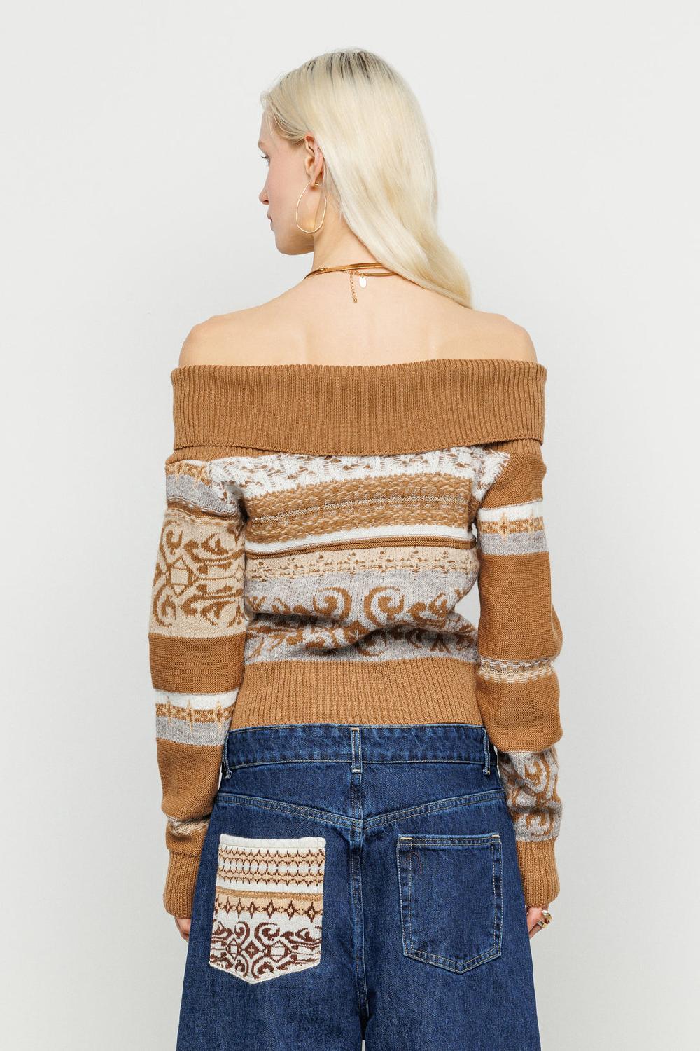 Akep MAGLIA AKEP CON SCOLLO BARDOT IN TESSUTO JACQUARD Outlet