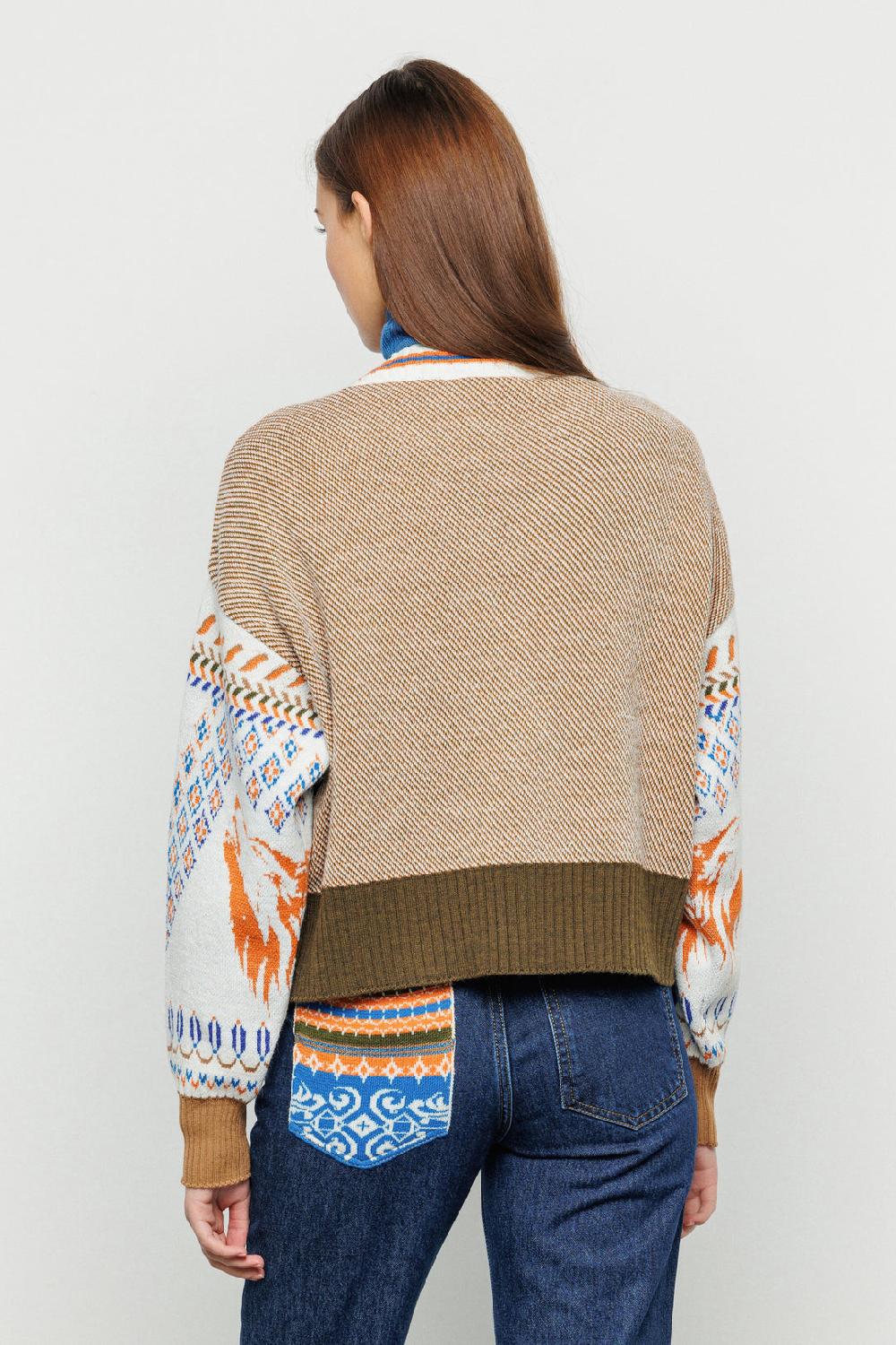 Akep MAGLIA AKEP SCOLLATURA A V TESSUTO JACQUARD E PIQUET Vendita Calda