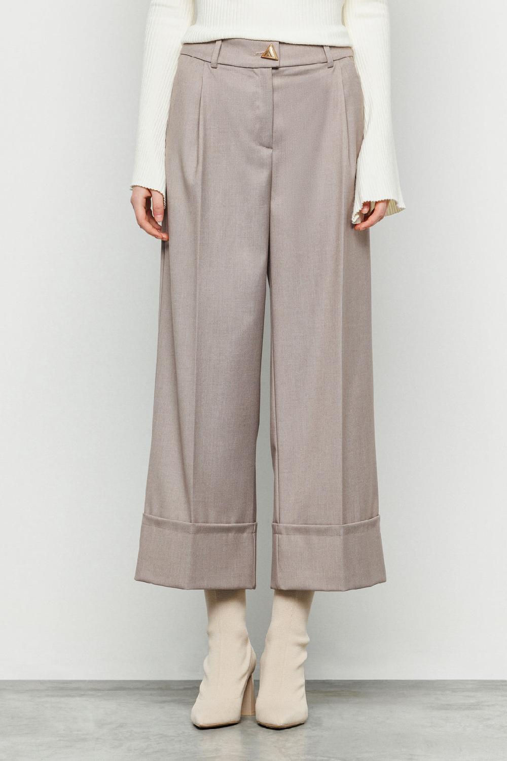 Akep PANTALONE BOOTCUT IN FRESCO LANA CON TASCA JACQUARD SUL RETRO Prezzo Ridotto