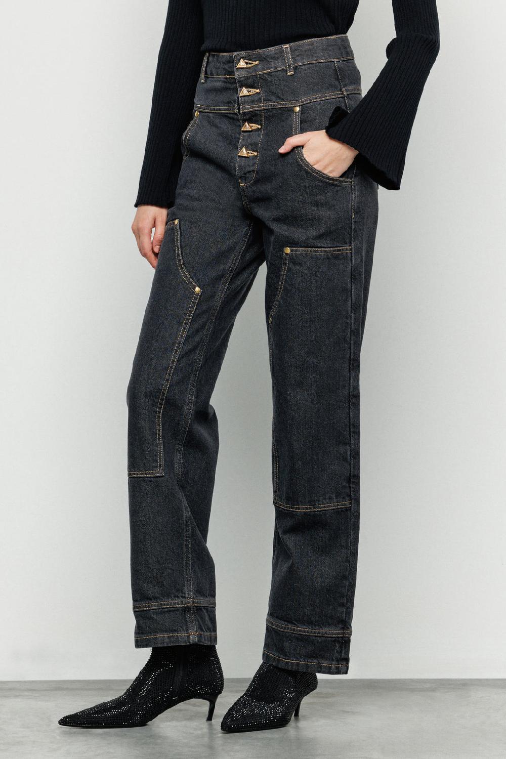 Akep PANTALONE DENIM AKEP CON TASCA IN JACQUARD SUL RETRO Convenienza