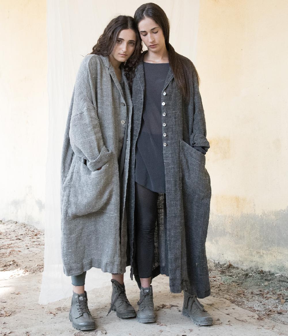 Album Di Famiglia art. 21S#45_18 LINEN LONG COAT (S – L) Spedizione Gratuita