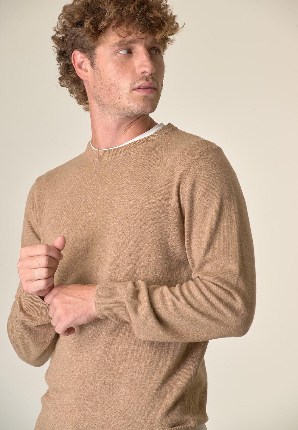Angelico Girocollo cammello misto cashmere Consegna Veloce