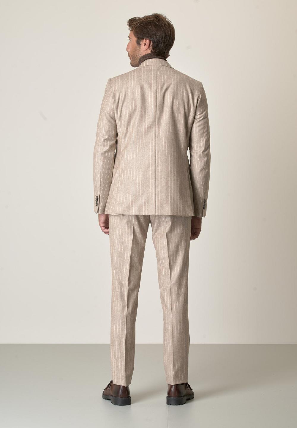 Angelico Abito beige gessato flanella lana vergine custom fit Shopping Online