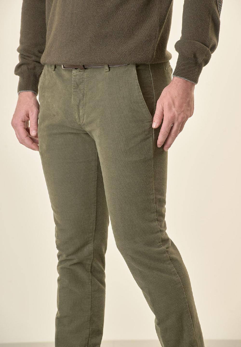 Angelico Pantalone verde fustagno jacquard cotone slim fit Convenienza