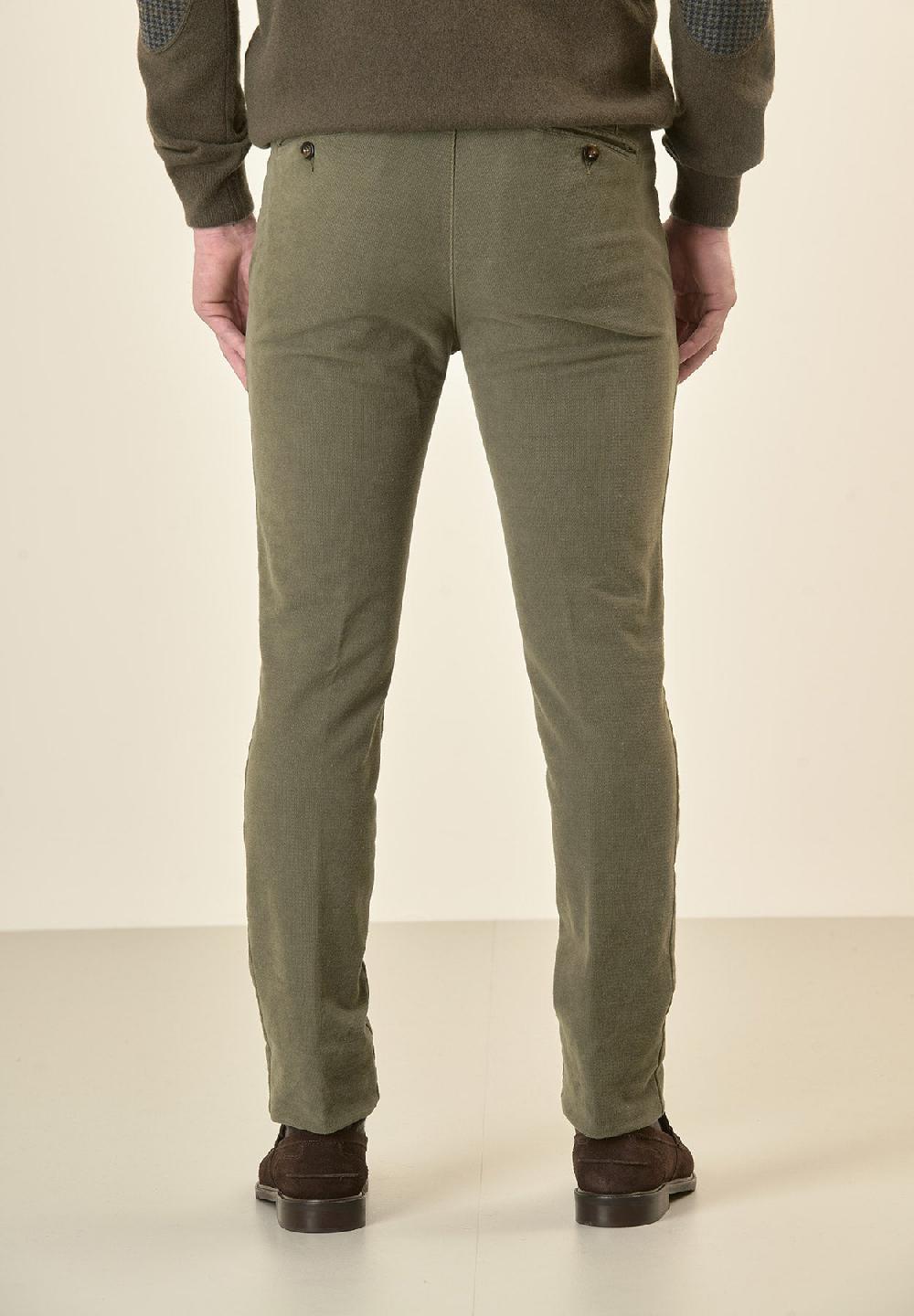 Angelico Pantalone verde fustagno jacquard cotone slim fit Convenienza