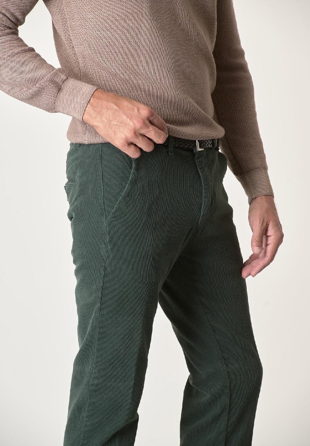 Angelico Pantalone verde bosco velluto cotone stretch slim fit Outlet