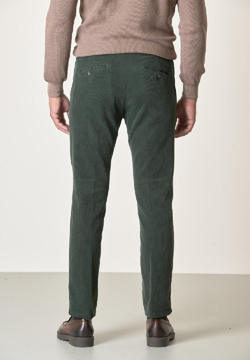 Angelico Pantalone verde bosco velluto cotone stretch slim fit Outlet