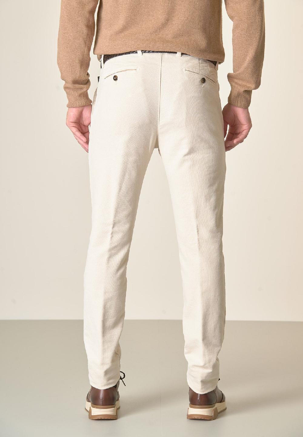 Angelico Pantalone gesso fustagno jacquard cotone slim fit In Vendita