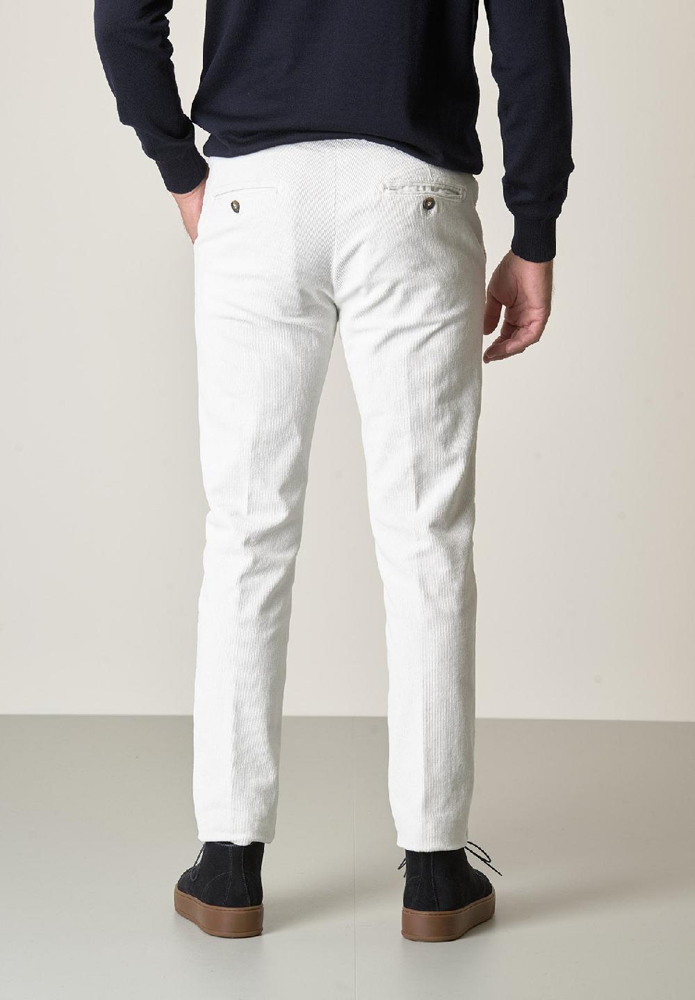 Angelico Pantalone panna velluto cotone stretch slim fit Vendita Calda