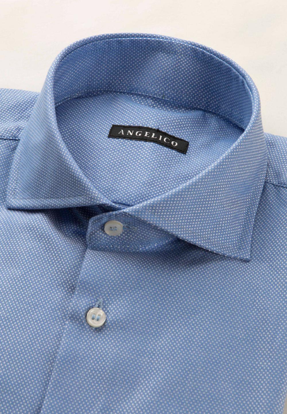 Angelico Camicia azzurro microdisegno cotone regular fit Vendite Flash