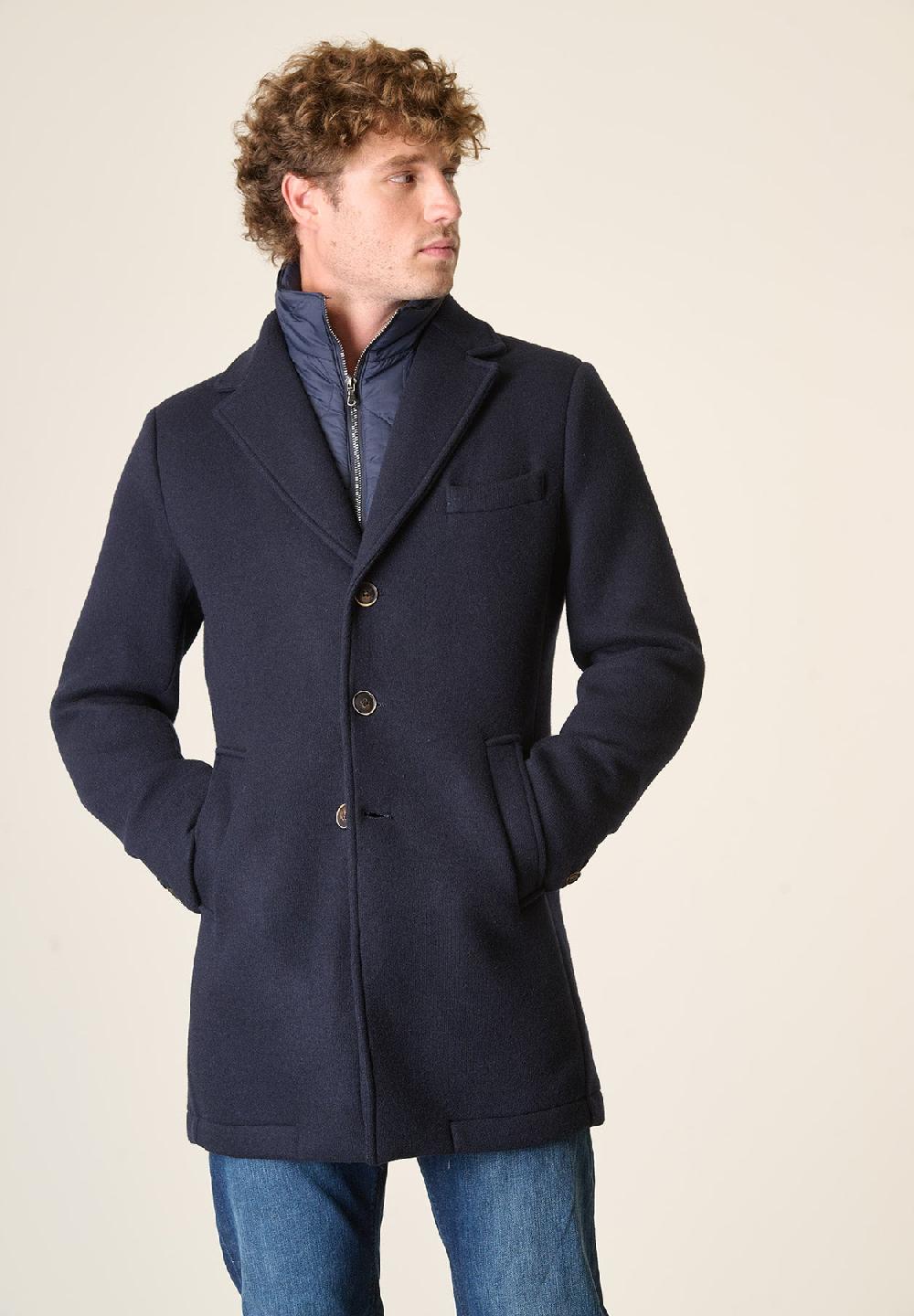 Angelico Cappotto blu sfoderato pettorina staccabile Negozio