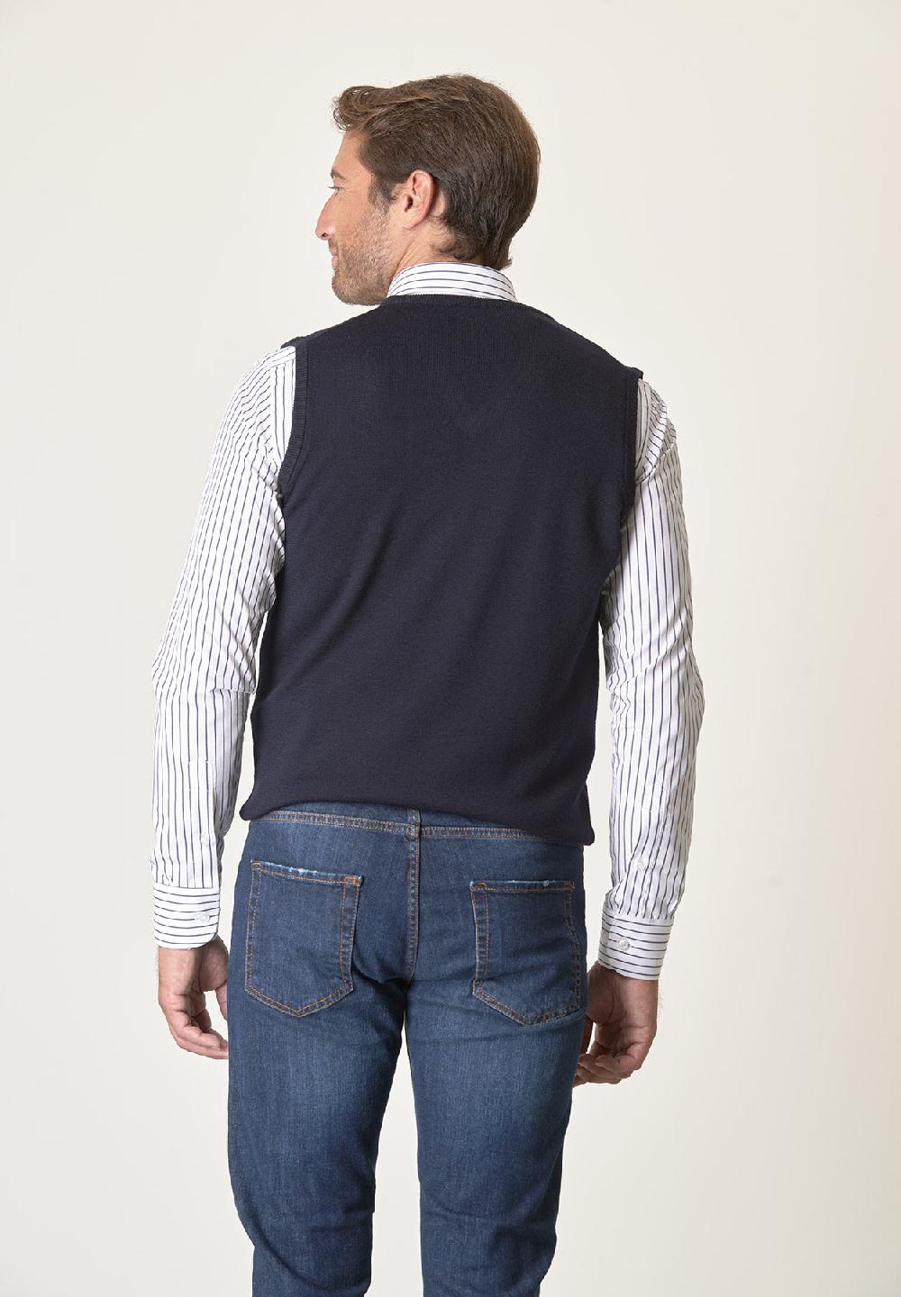 Angelico Gilet blu lana merinos extrafine Nuova
