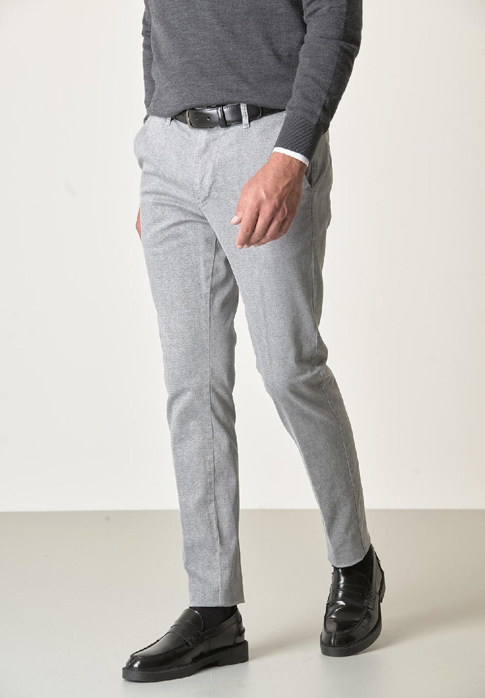 Angelico Pantalone grigio perla effetto lana cotone stretch slim fit Italy