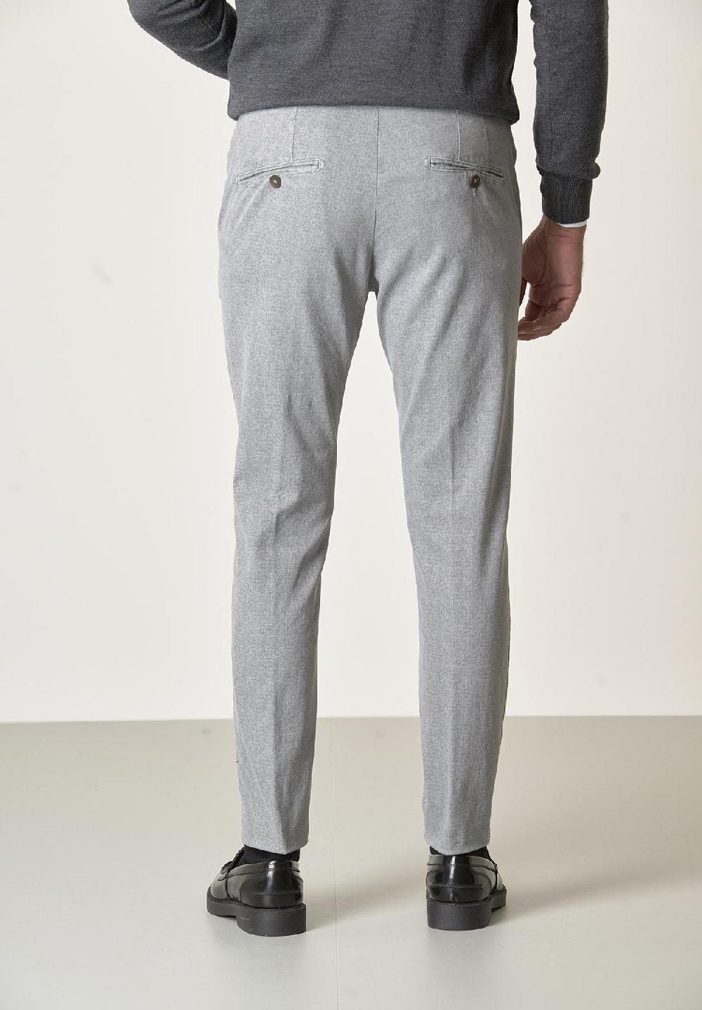 Angelico Pantalone grigio perla effetto lana cotone stretch slim fit Italy