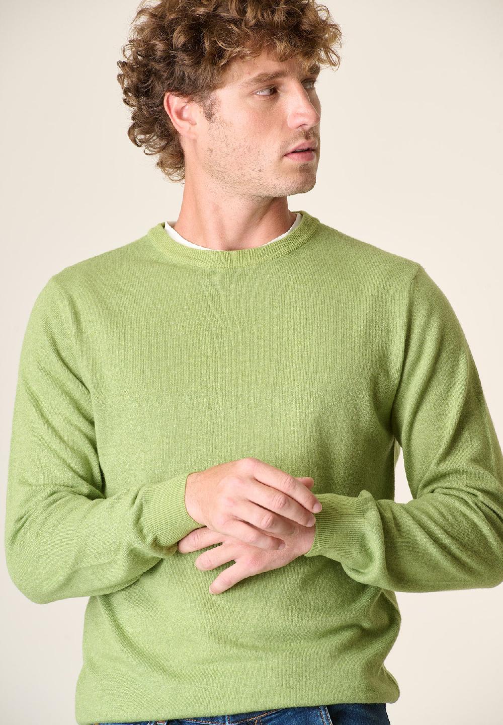 Angelico Girocollo verde pistacchio chiaro misto cashmere Italia