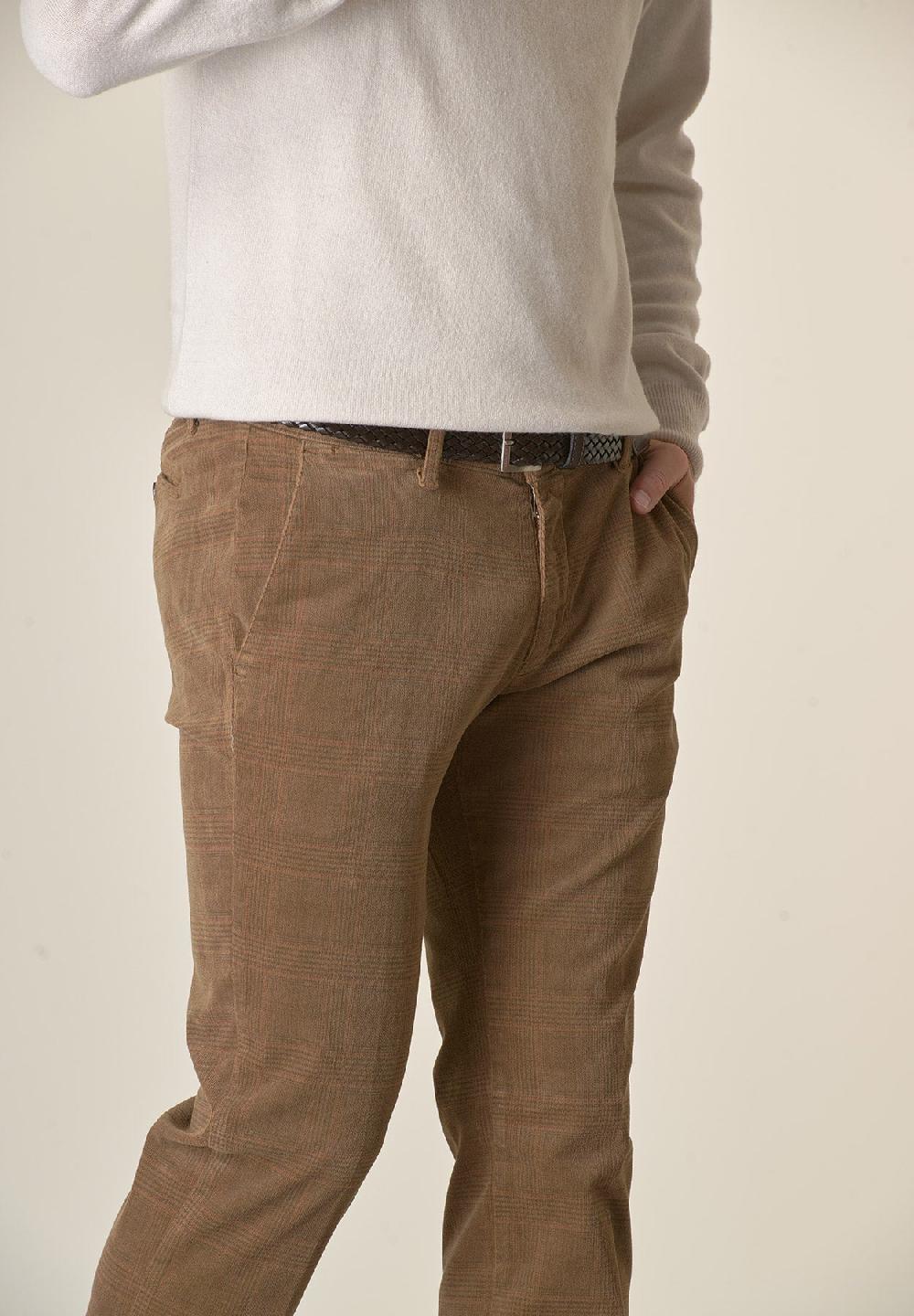 Angelico Pantalone bruciato fustagno Galles tinto capo slim fit Nuovo