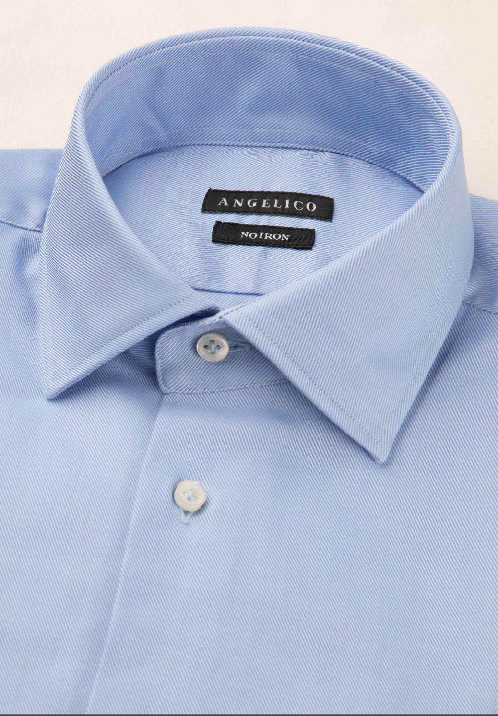 Angelico Camicia azzurra no-stiro cotone custom fit Promozione