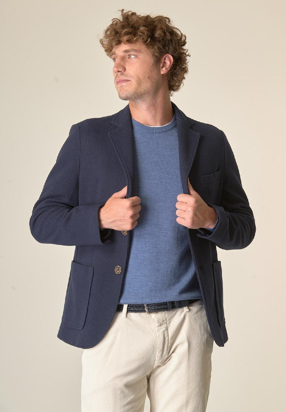 Angelico Giacca blu melange con pettorina custom fit Promozione Limitata