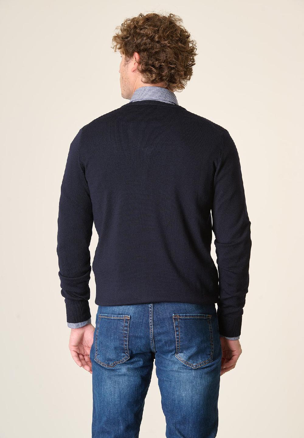Angelico Scollo V blu lana merinos extrafine Prezzo Ridotto