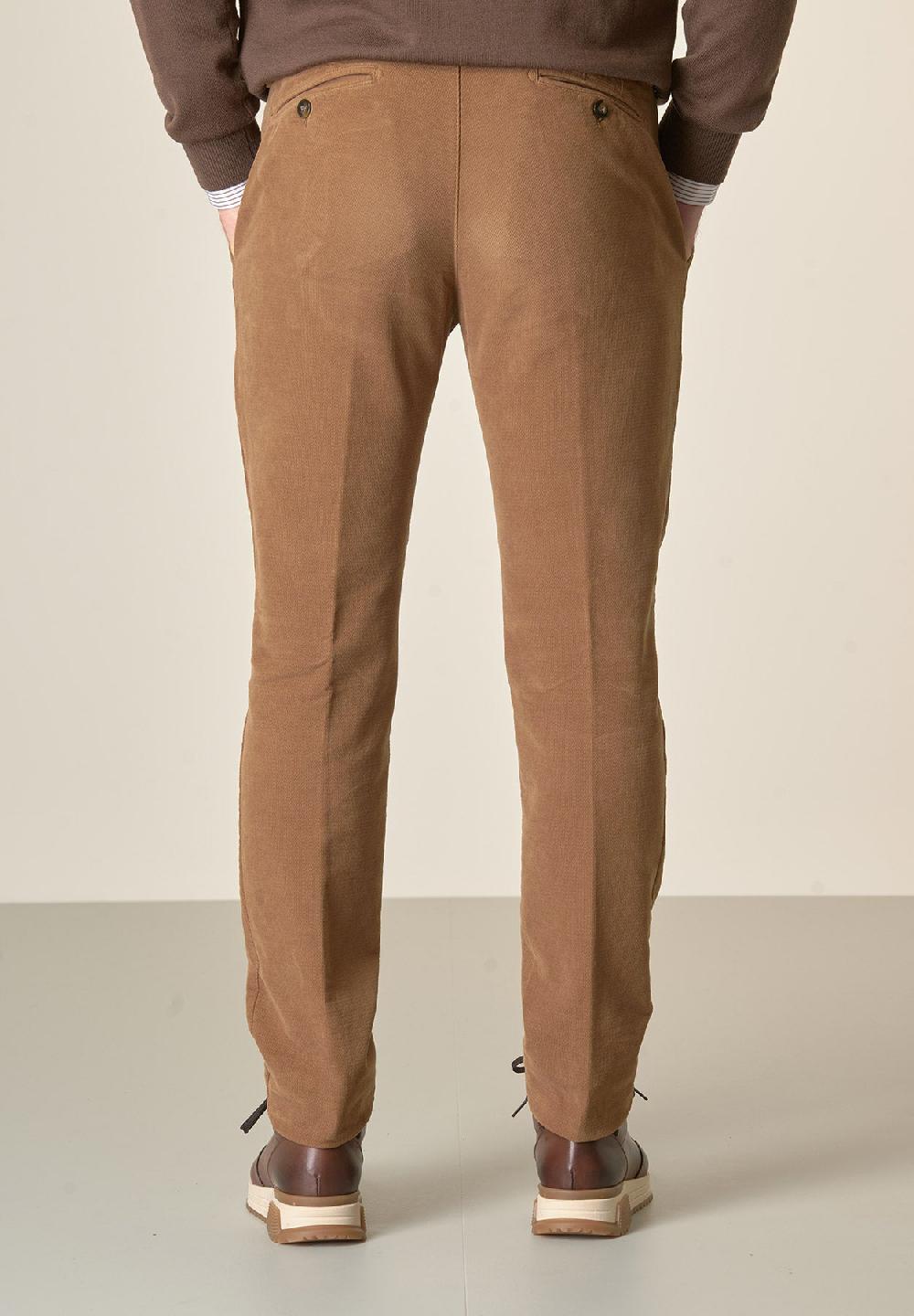 Angelico Pantalone cammello fustagno jacquard cotone slim fit Novità