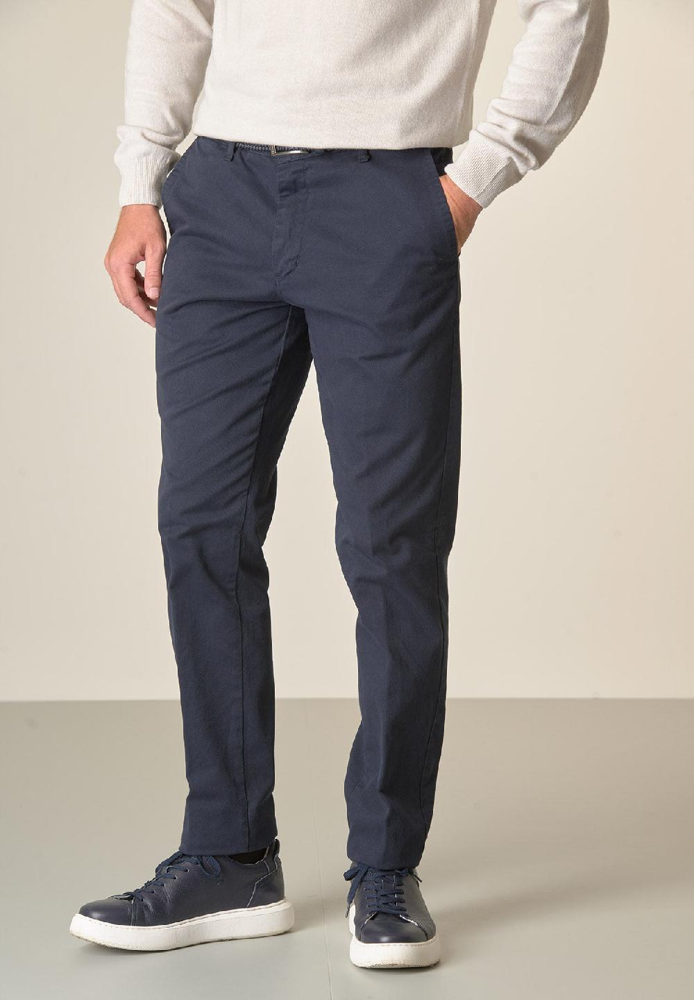Angelico Pantalone blu tricotina cotone stretch regular fit Spedizione Gratuita