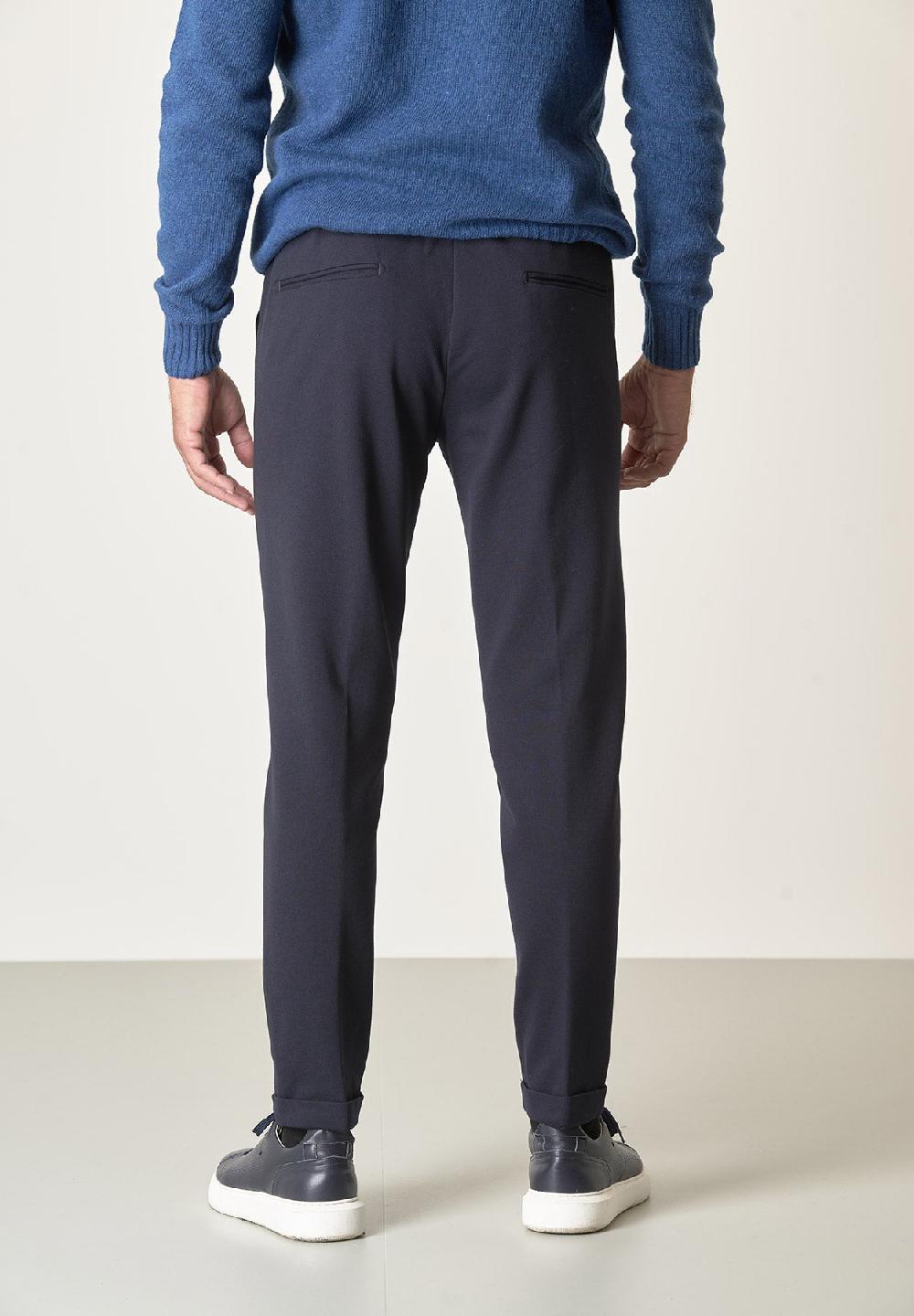 Angelico Pantalone blu punto milano con coulisse slim fit Saldi