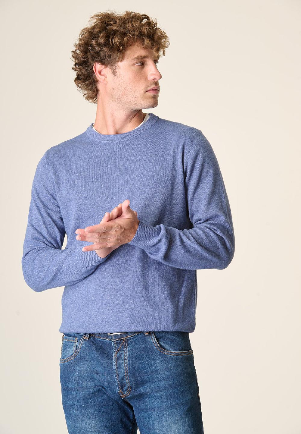Angelico Girocollo blu denim chiaro misto cashmere I Più Venduti