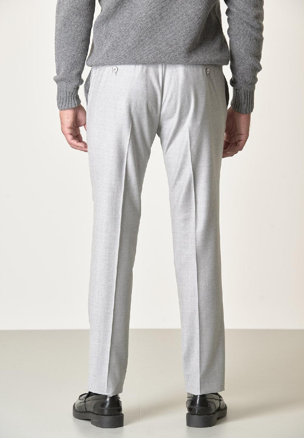 Angelico Pantalone grigio chiaro flanella lana vergine custom fit Vendita