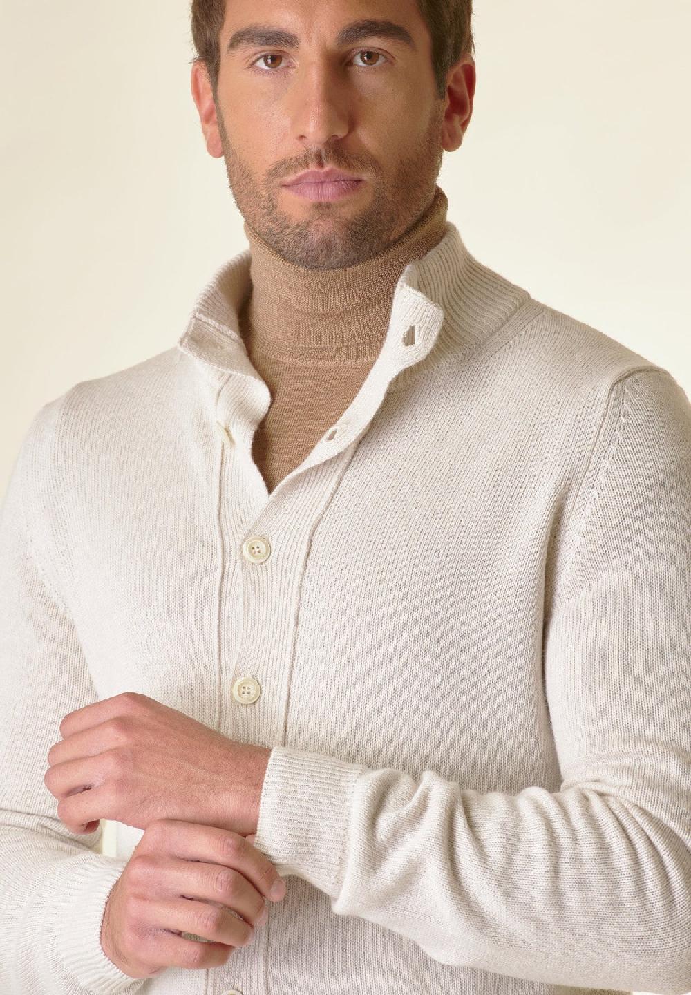 Angelico Giacca in maglia ecrù mano cashmere Consegna Veloce