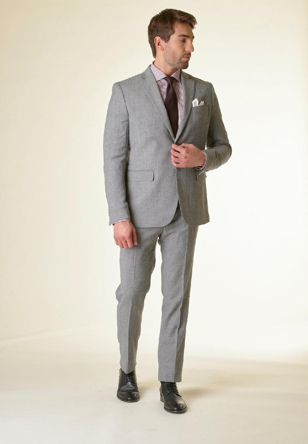 Angelico Abito grigio microdisegno lana stretch custom fit Convenienza