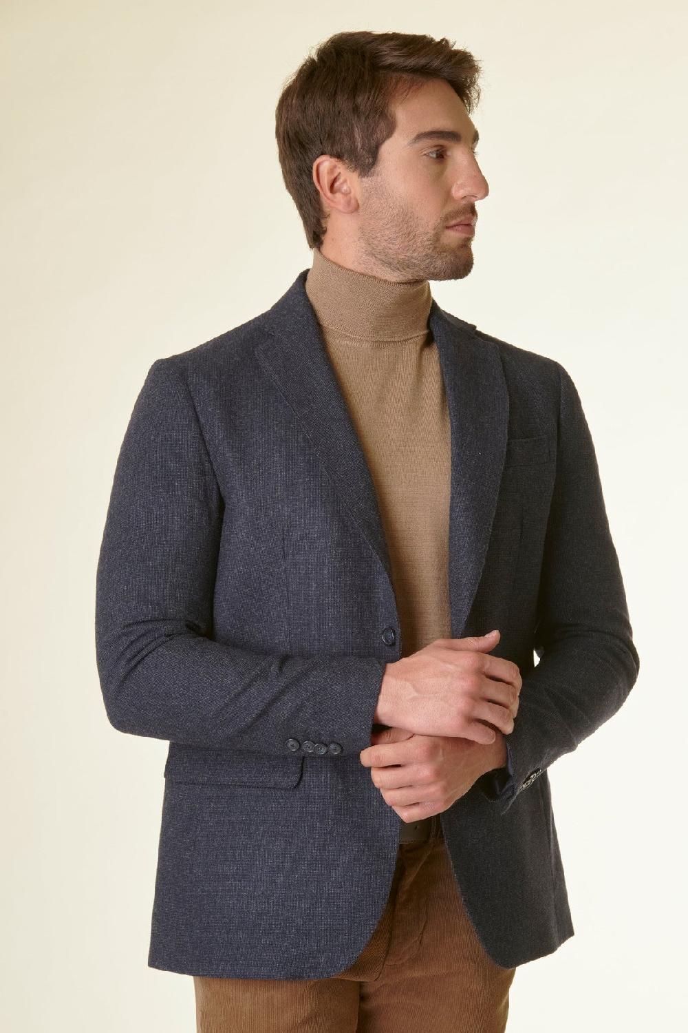 Angelico Giacca blu melange lana-cashmere pettorina custom Online