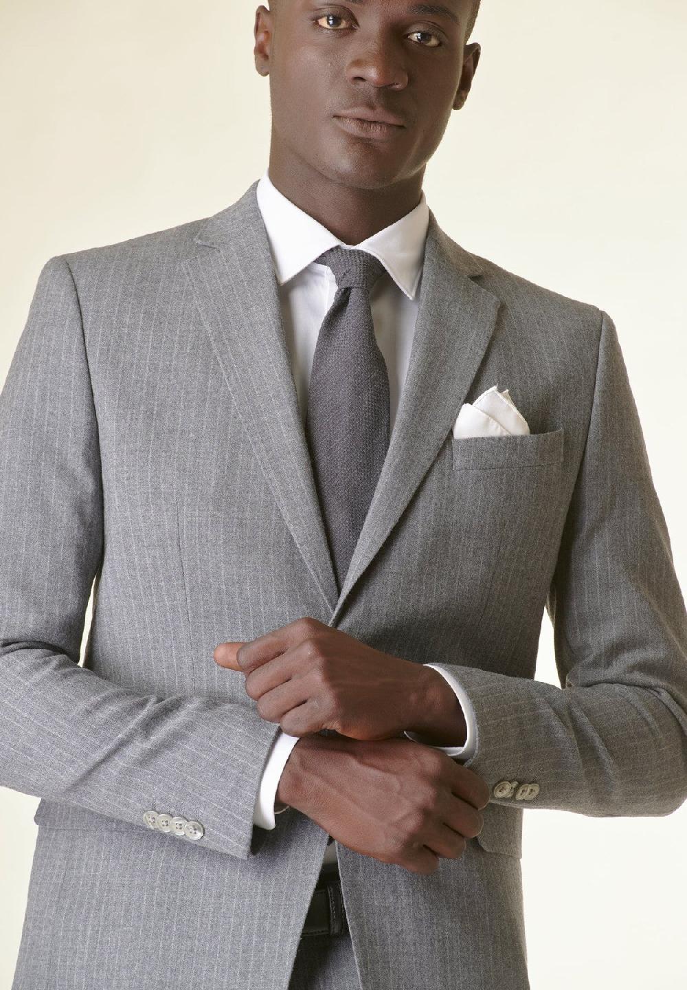 Angelico Abito grigio chiaro gessato lana stretch custom fit I Più Venduti