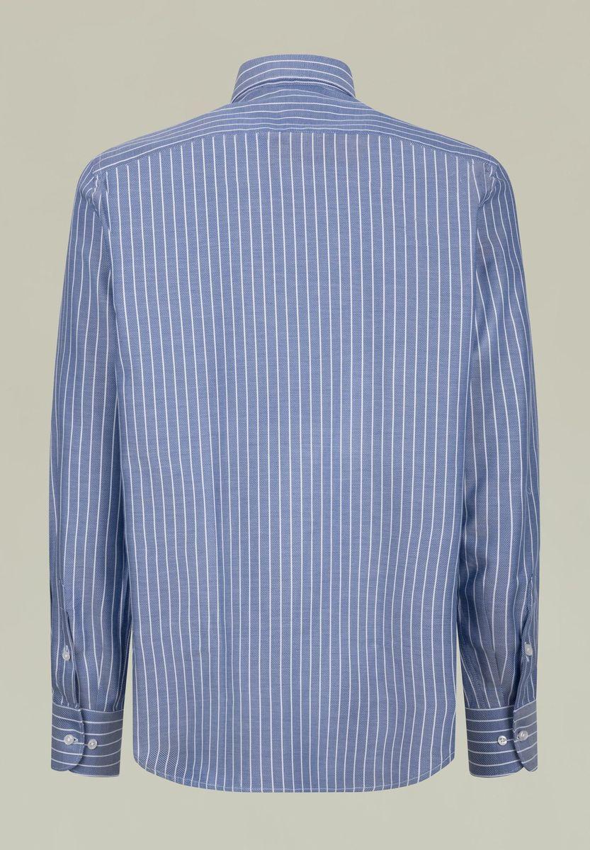 Angelico Camicia blu chiaro gessata bianca BD regular fit In Saldo