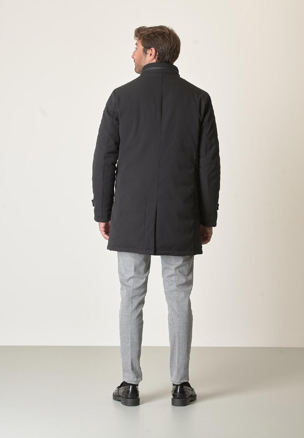 Angelico Cappotto tecnico nero trama leggera impermeabile In Linea