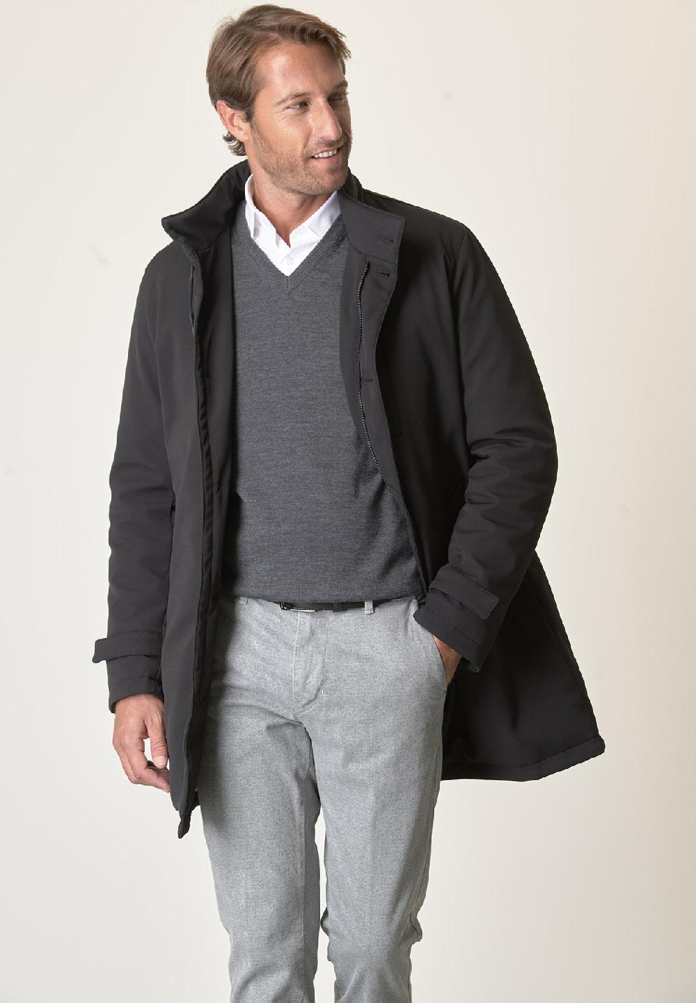 Angelico Cappotto tecnico nero trama leggera impermeabile In Linea