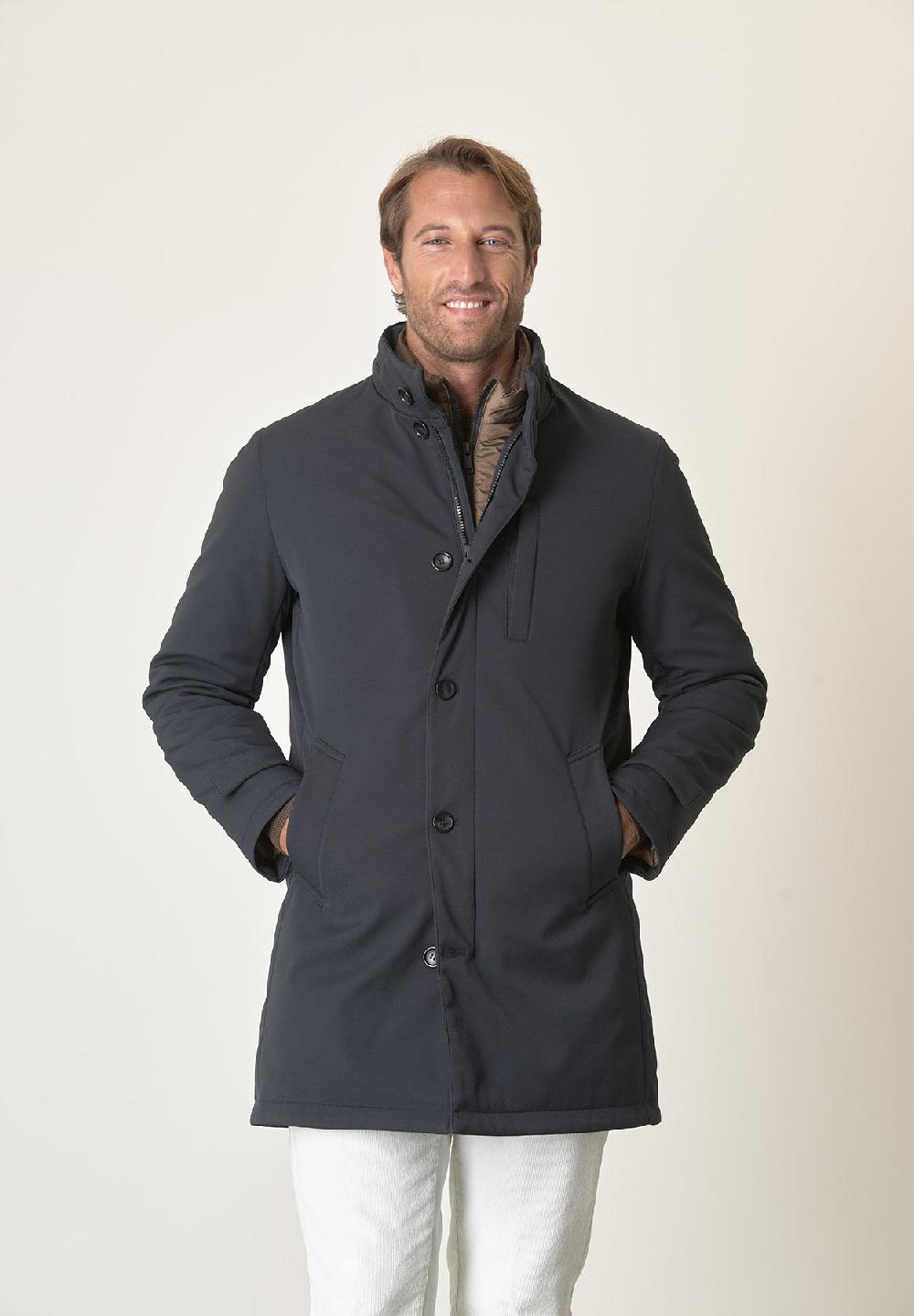 Angelico Cappotto tecnico blu trama leggera impermeabile Qualità