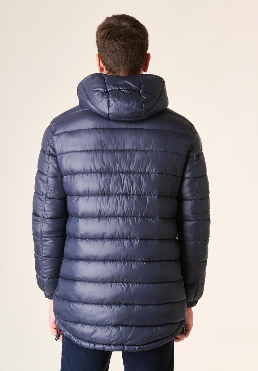 Angelico Giaccone blu lungo trapuntato cappuccio anorak Acquista Ora