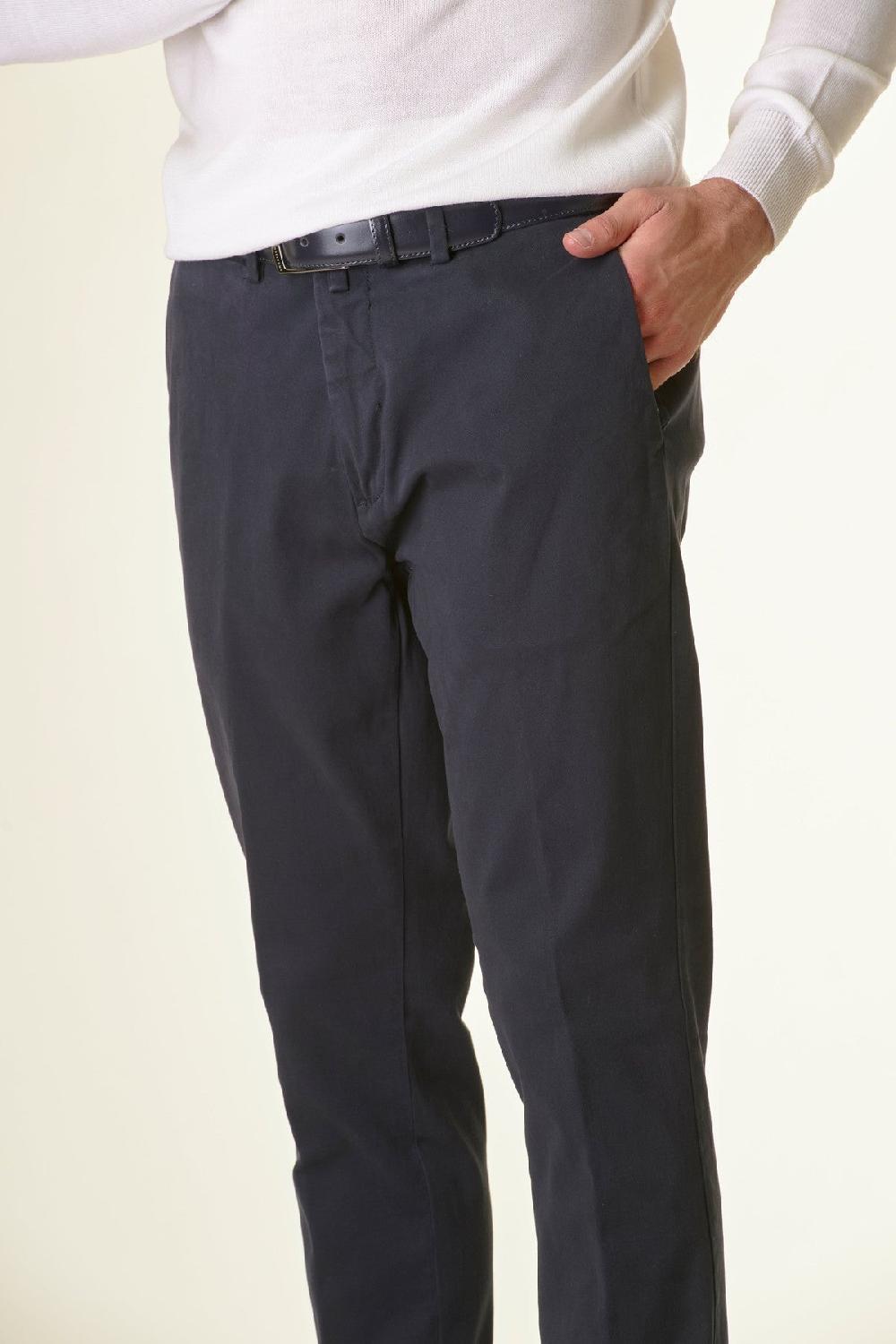 Angelico Pantalone blu twill stretch slim Fino Al -60%