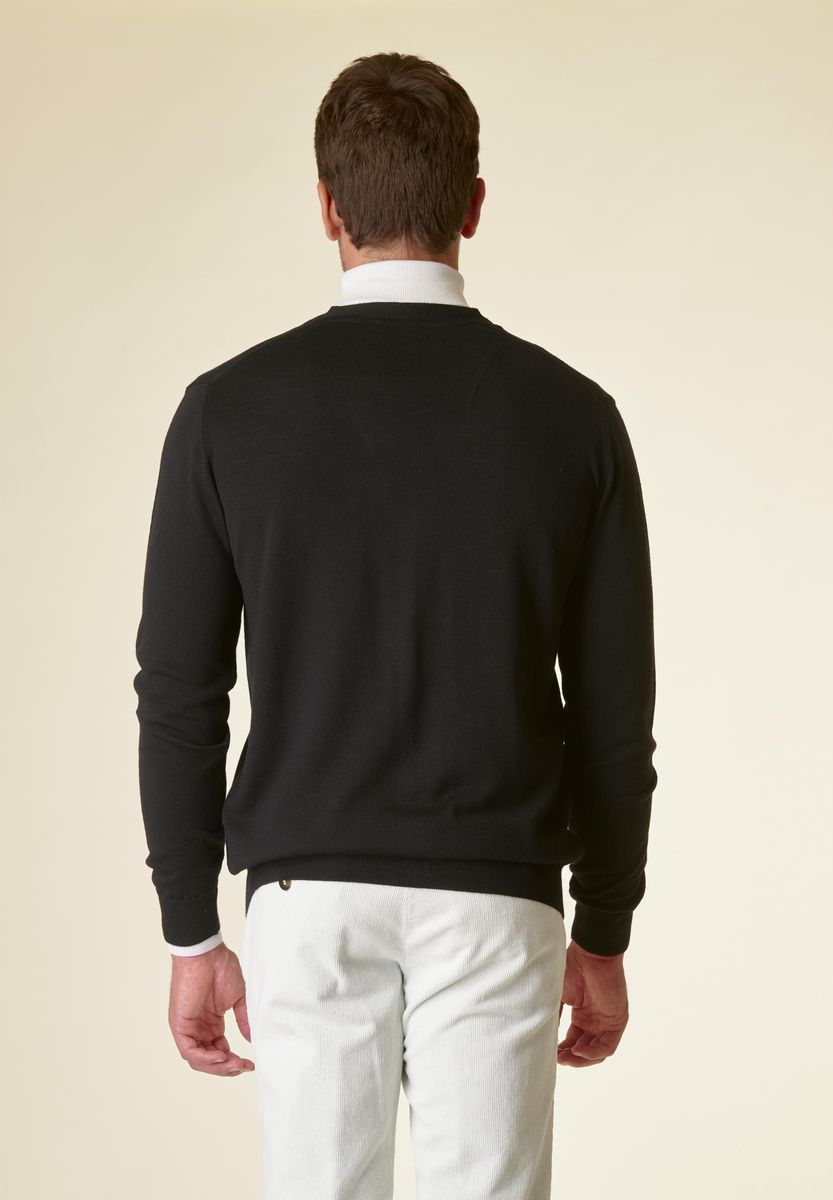Angelico Cardigan nero bottoni merino Lana Gatto Prezzo Ridotto