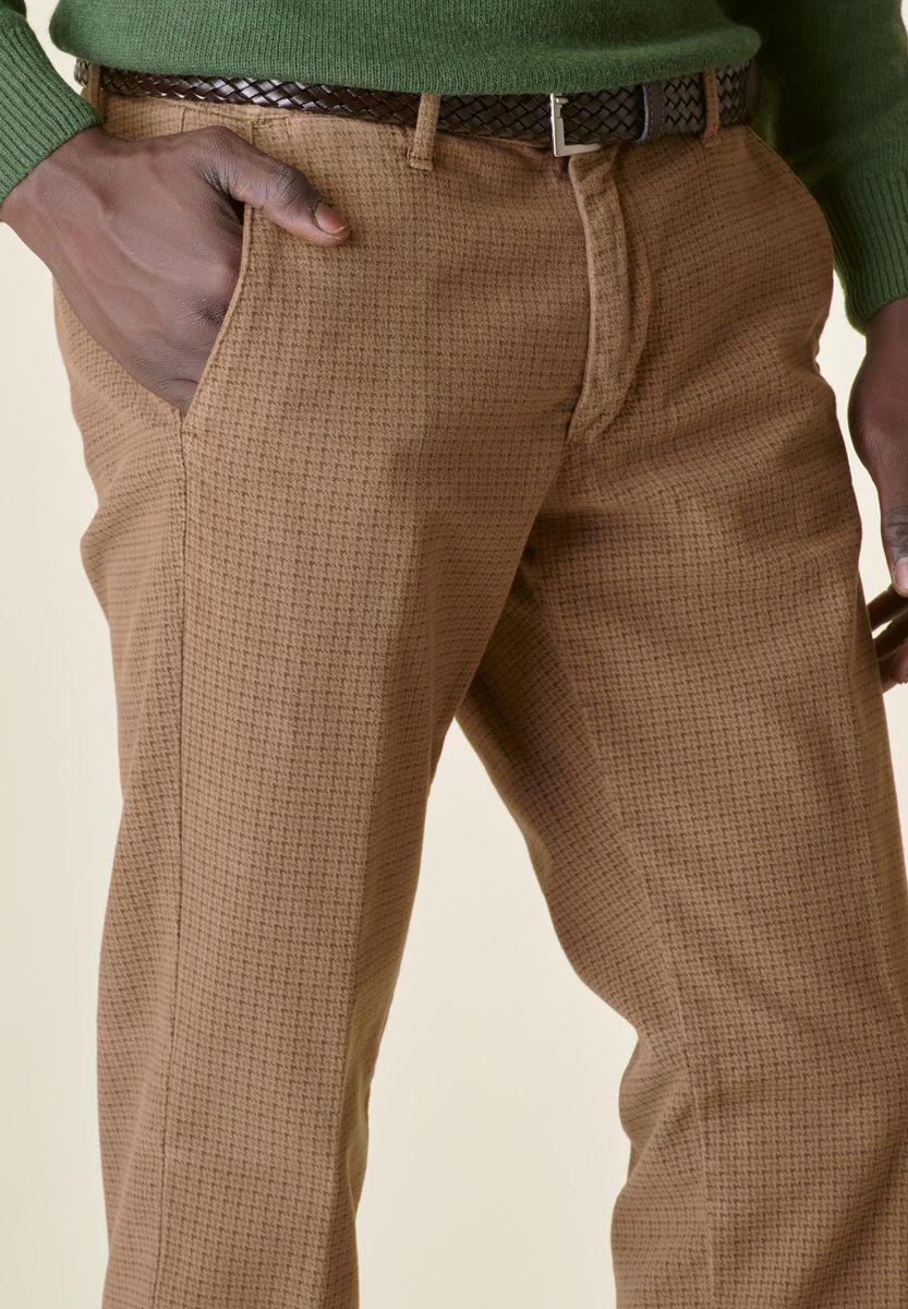 Angelico Pantalone nocciola pied poule fustagno slim Latest stili