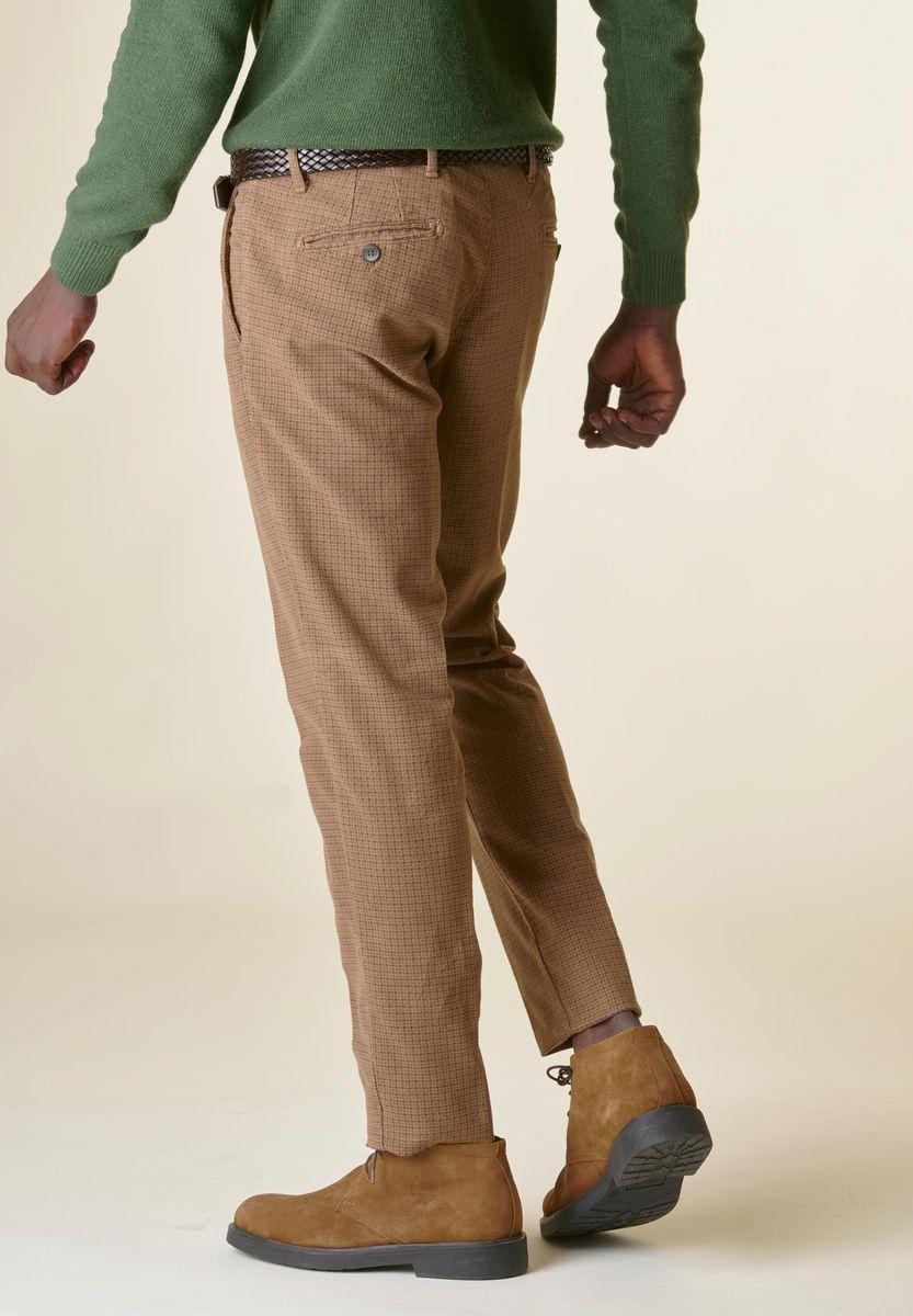 Angelico Pantalone nocciola pied poule fustagno slim Latest stili
