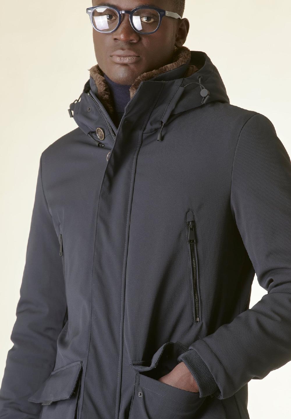 Angelico Giaccone blu con pelliccia Online