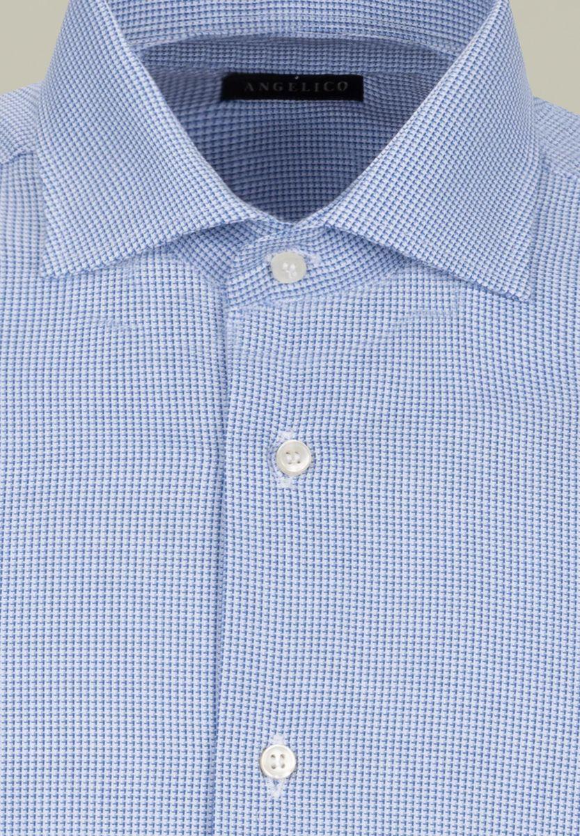 Angelico Camicia blu-bianco armatura quadretto slim Outlet