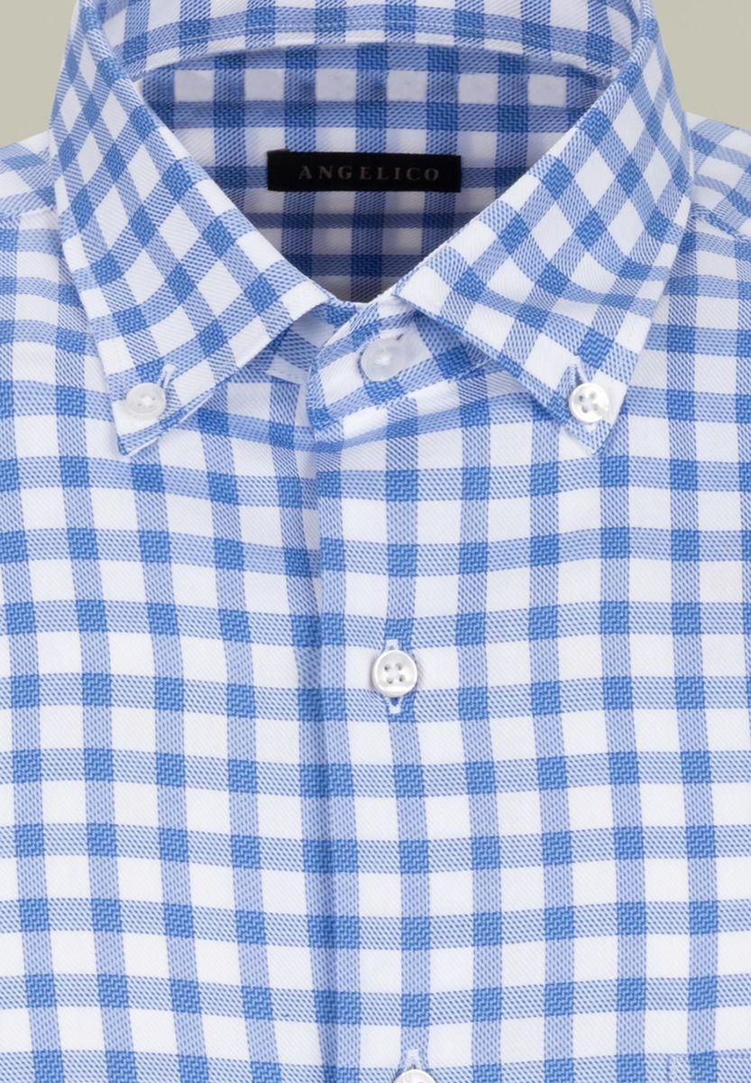 Angelico Camicia quadri azzurro-bianco BD regular fit In Vendita