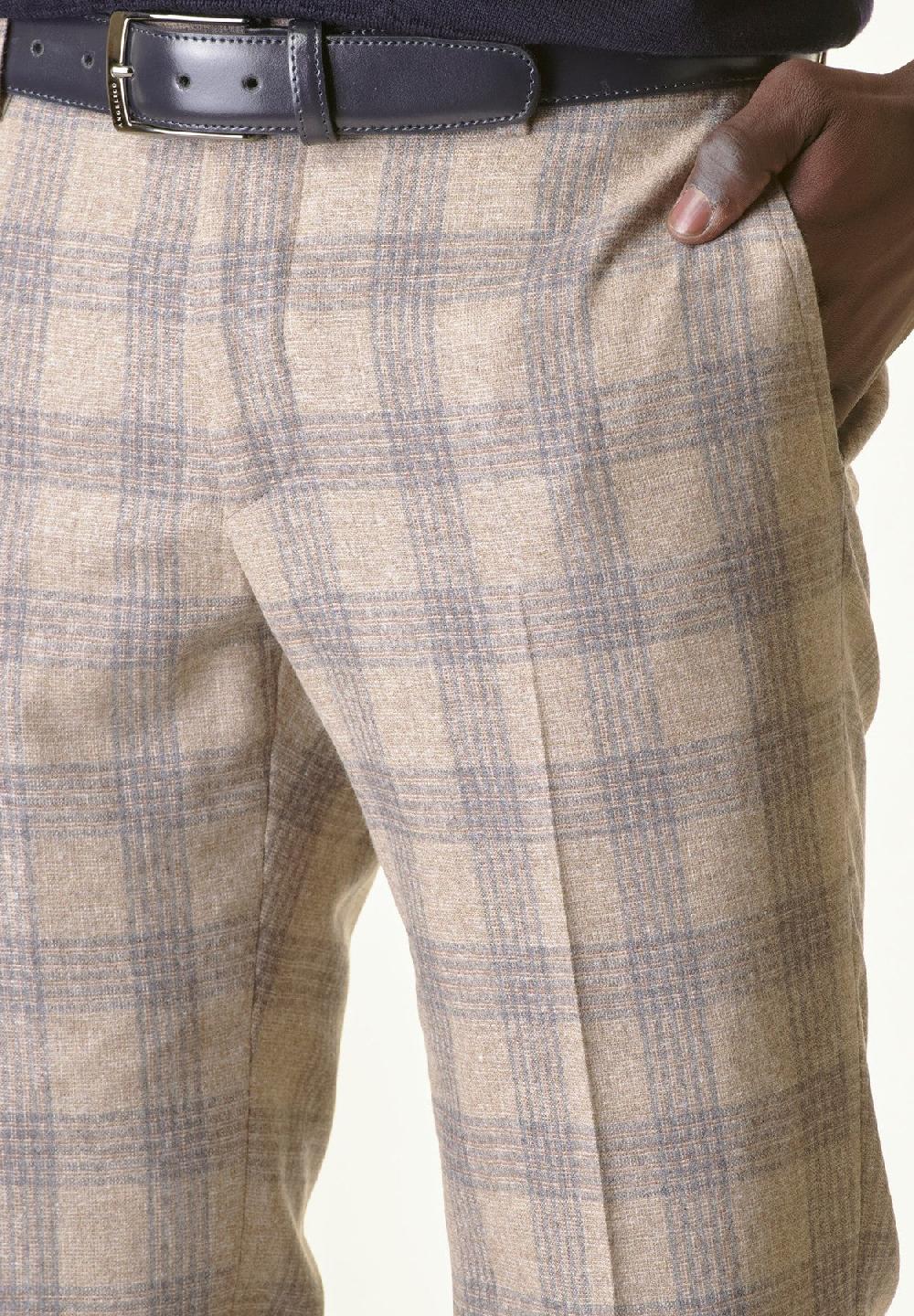 Angelico Pantalone galles naturale-grigio lana-cashmere Custom Vendita Calda