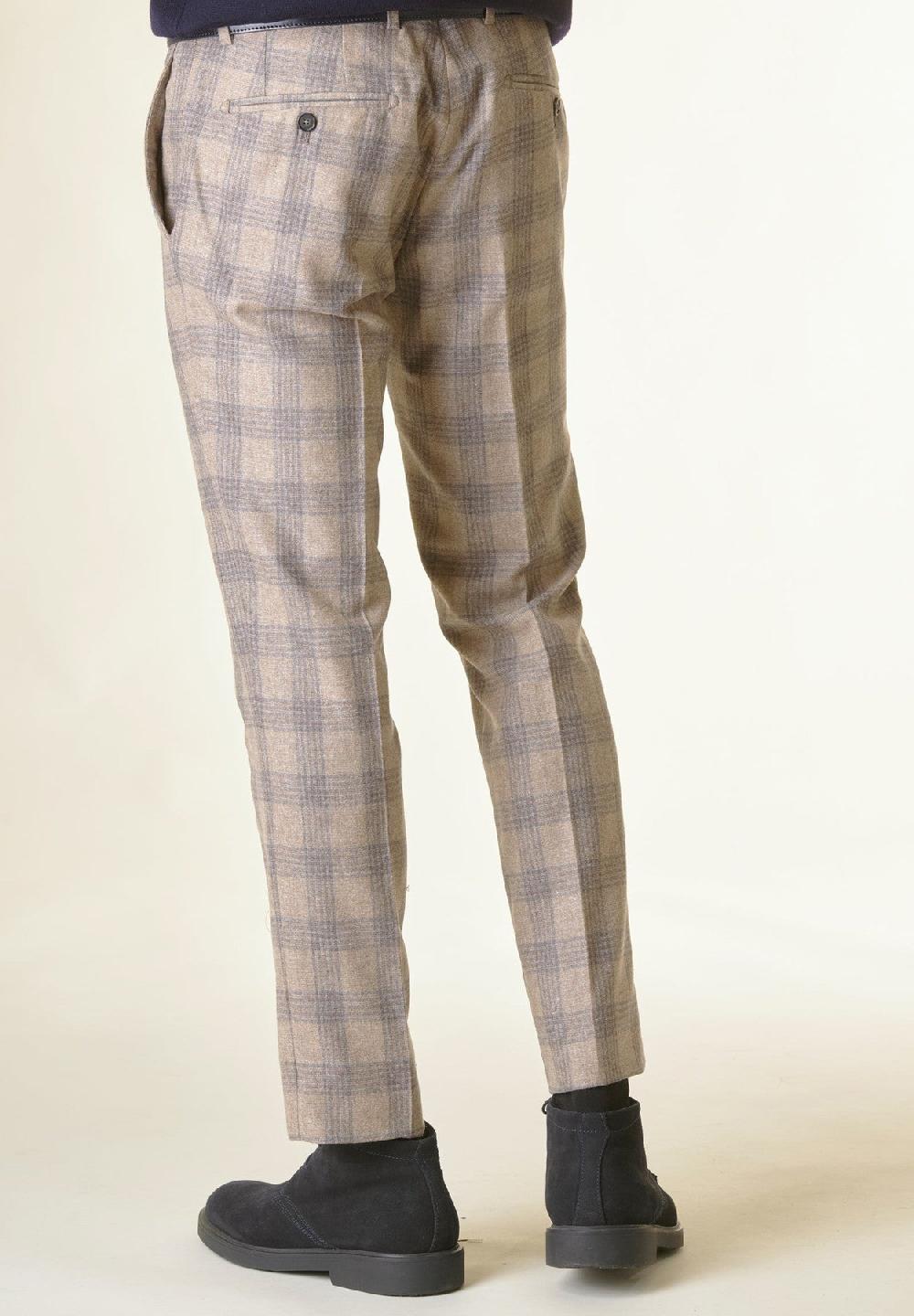 Angelico Pantalone galles naturale-grigio lana-cashmere Custom Vendita Calda