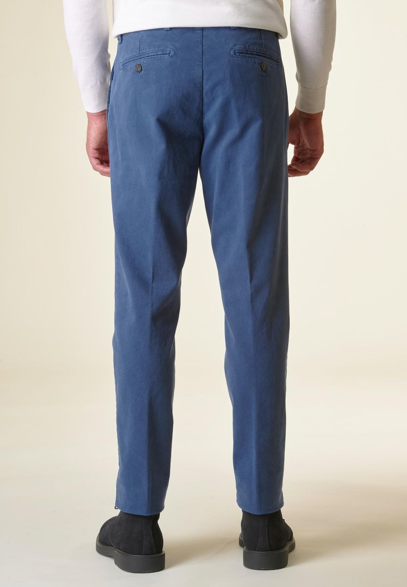 Angelico Pantalone blu chiaro cotone micro-stampa regular Saldi Di Fabbrica
