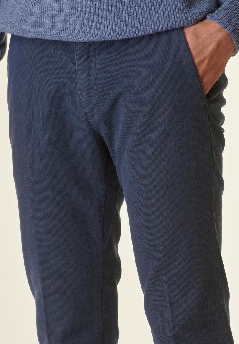 Angelico Pantalone blu fustagno microquadretto slim I Più Venduti