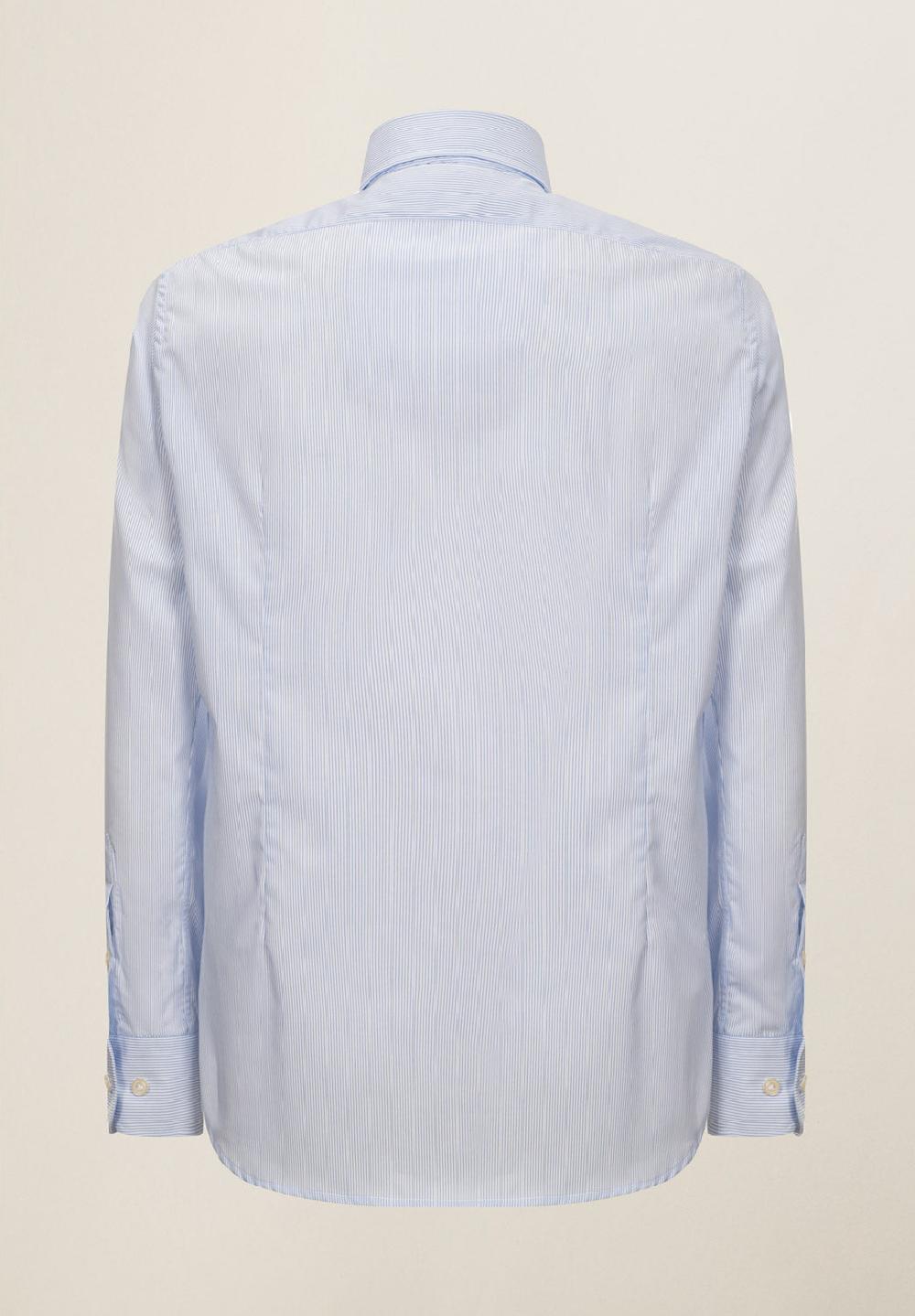 Angelico Camicia bianca azzurra rigata cotone no-stiro custom fit Vendite Flash